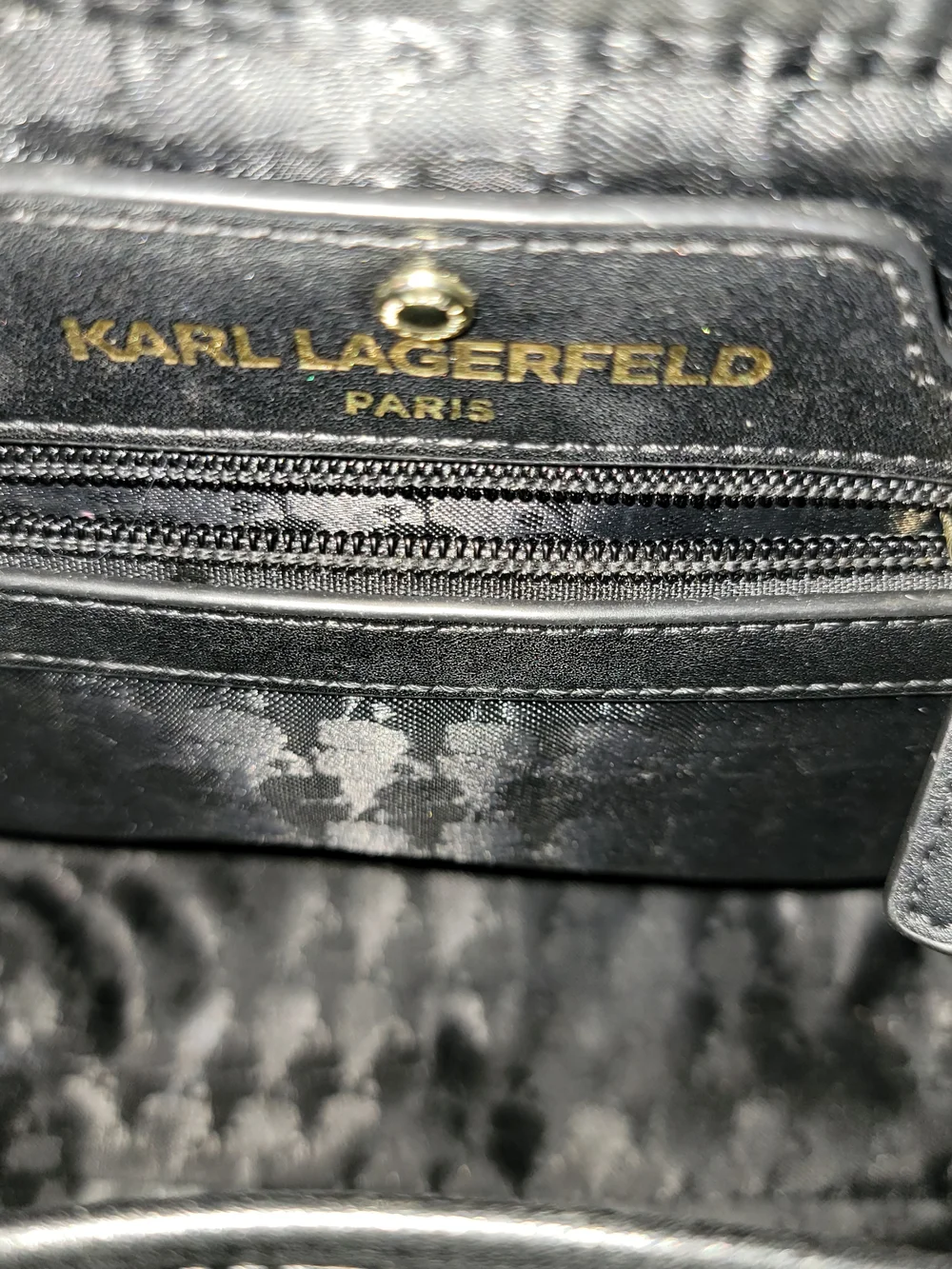 Karl Lagerfeld Women's Beige & Black Leather Tote